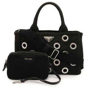 PRADA Black Canvas Shoulder Bag